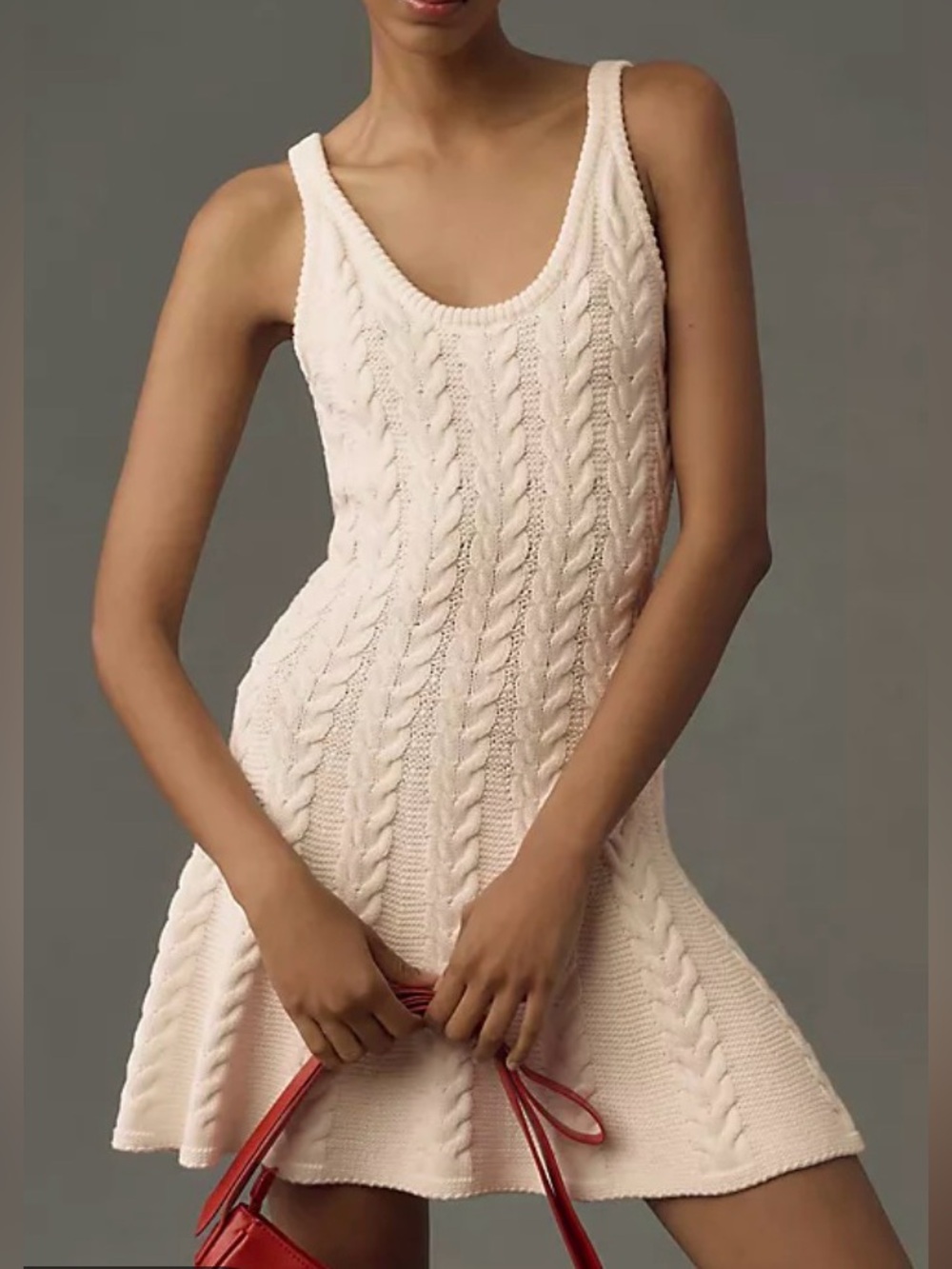 Mac Duggal Sleeveless Chunky Knit Mini Dress, size large.